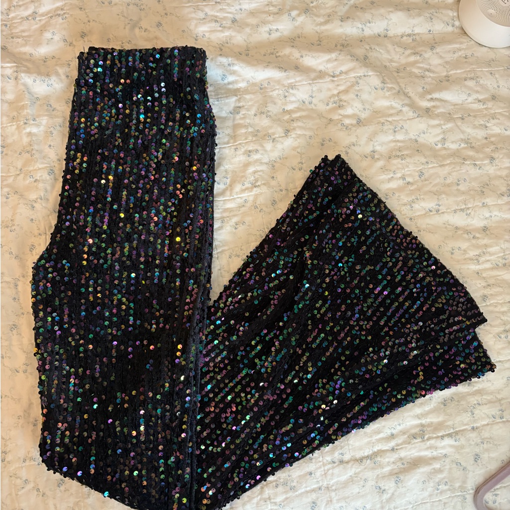 Free People Sparkling Black Sequin Pants